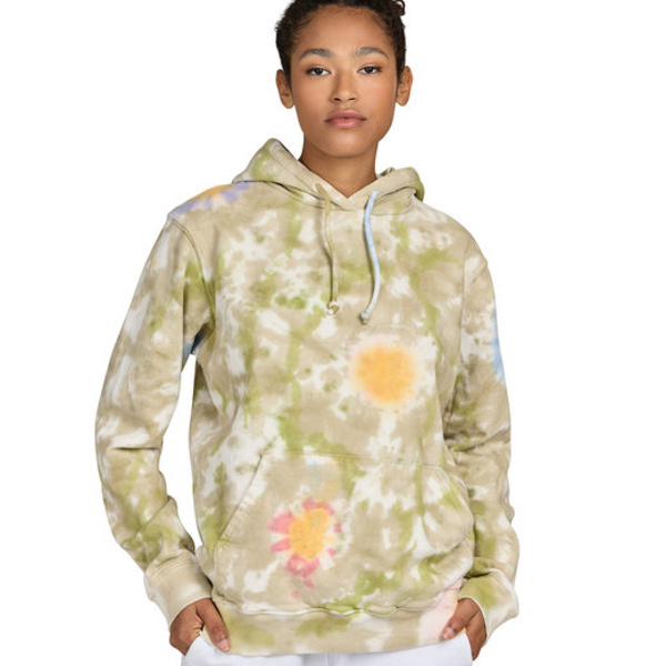 Unisex USA Made Flower Tie-Dye Hooded Sweatshirt Thumbnail