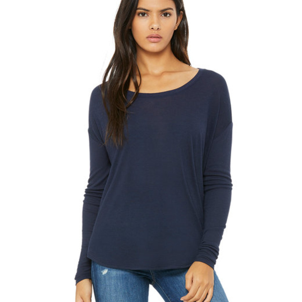 Ladies' Flowy Long-Sleeve T-Shirt with 2x1 Sleeves Thumbnail