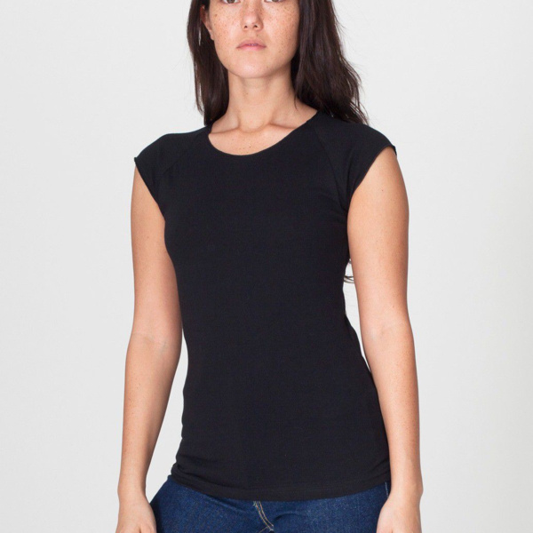6377 Sheer Jersey Cap Sleeve Raglan T-Shirt Thumbnail