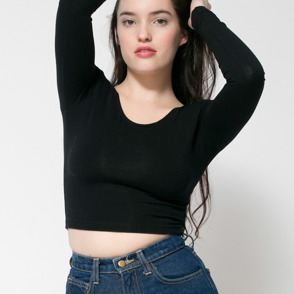 8379 L/S Cotton Spandex Jersey Crop Top Thumbnail