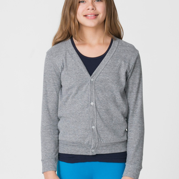 BR200 Youth Tri-Blend Rib Cardigan Thumbnail